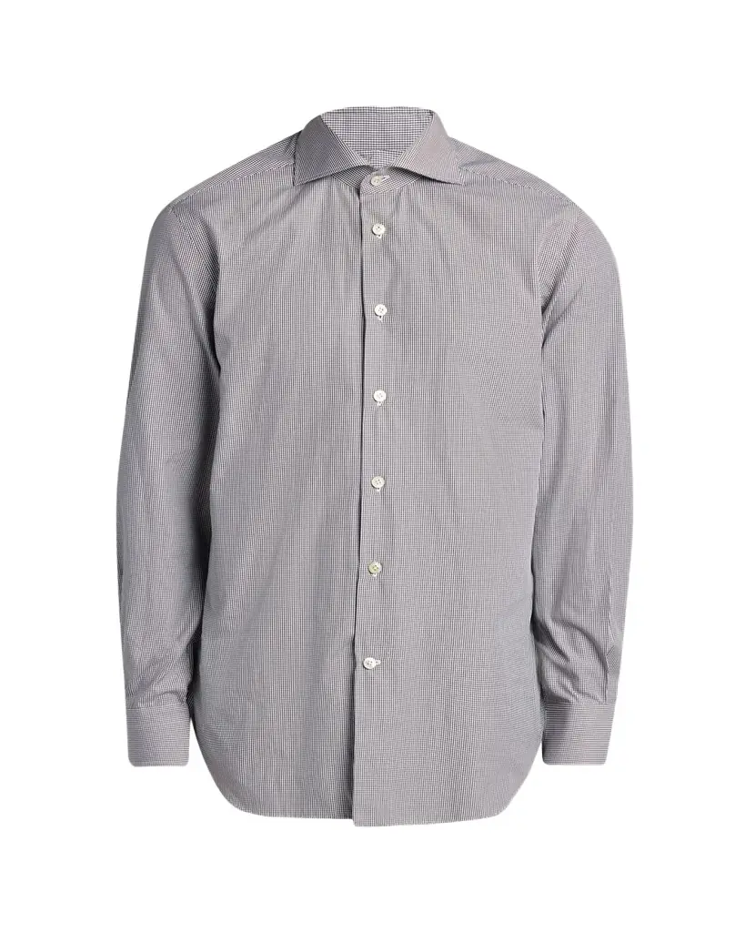 Kiton Men's Mini-Check Cotton Button-Down Shirt