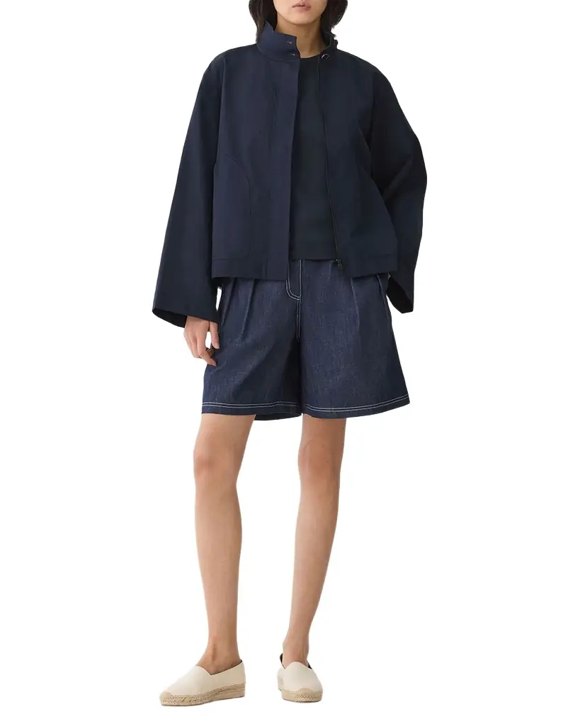 Lafayette 148 New York Funnel-Neck Cavalry Twill Jacket