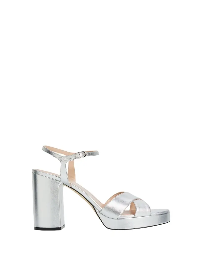 Stuart Weitzman Dayna Metallic Crisscross Platform Sandals