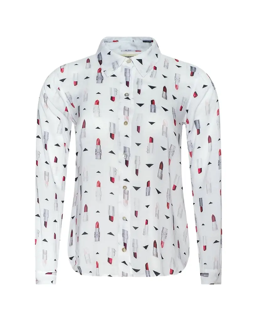 L'Agence Holly Lipstick Button-Front Blouse