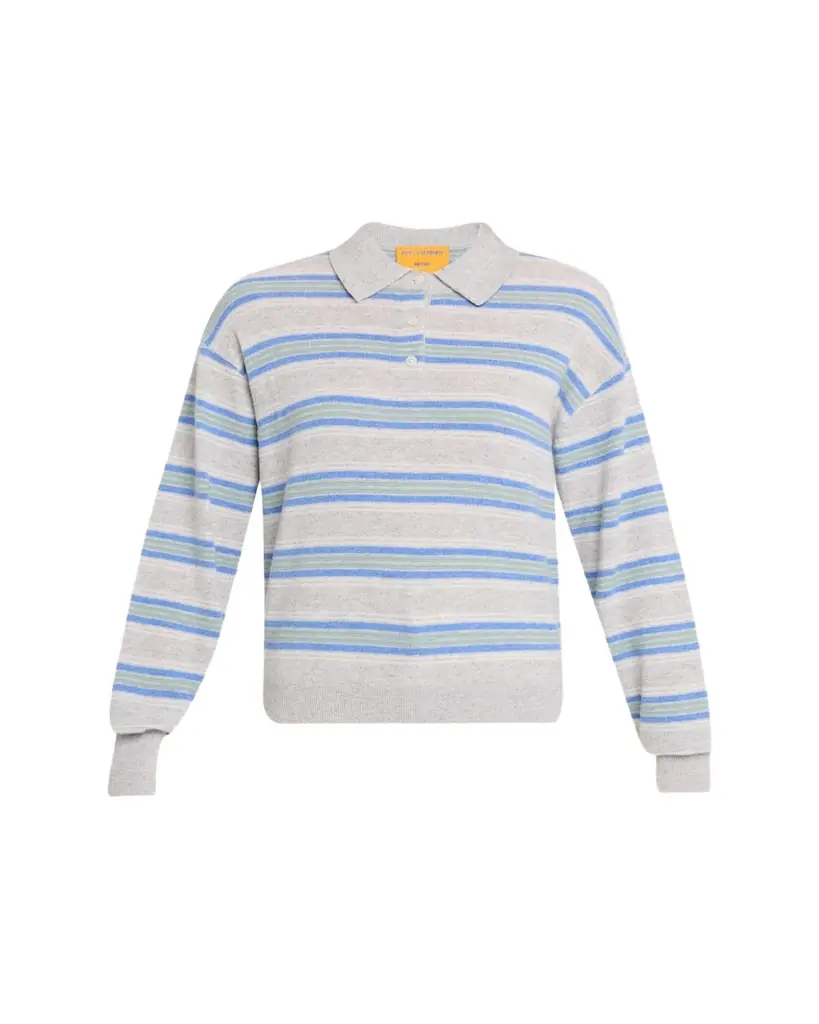 Guest in Residence Collegiate Stripe Cashmere Polo