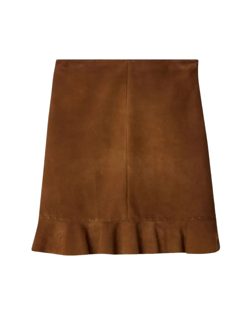 Miu Miu Waxed Suede Ruffle Skirt