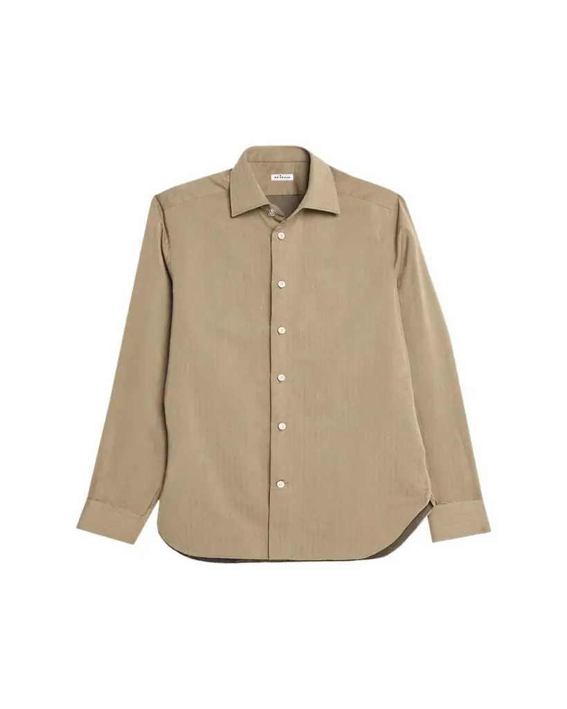 Kiton Men's Herringbone Cotton and Lyocell Sport Shirt