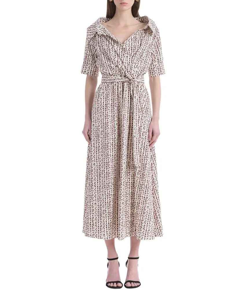 Altuzarra Lydia Abstract-Print Waist-Tie Midi Shirtdress