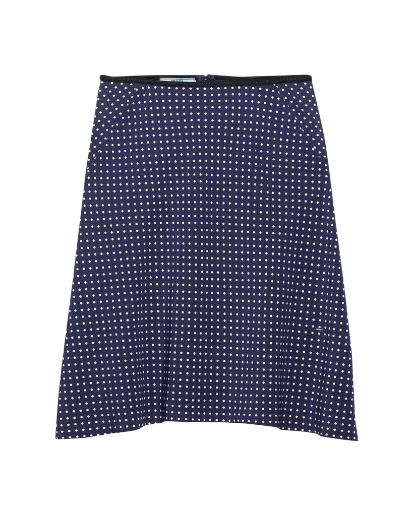 Prada Satin Polka Dot Midi Skirt