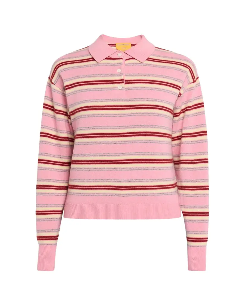 Guest in Residence Collegiate Stripe Cashmere Polo