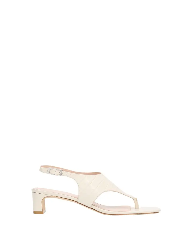 Stuart Weitzman 40mm Baby Babette Croc-Embossed Leather Thong Sandals