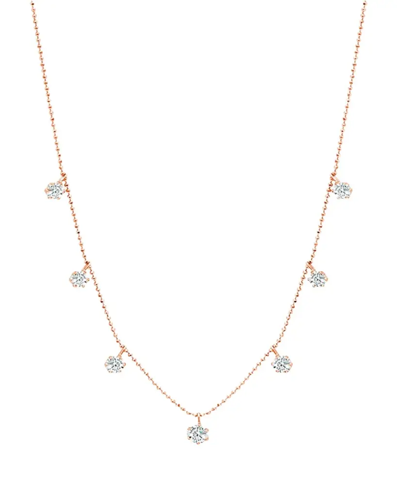 Graziela Gems 18K Rose Gold Medium Floating Diamond Necklace