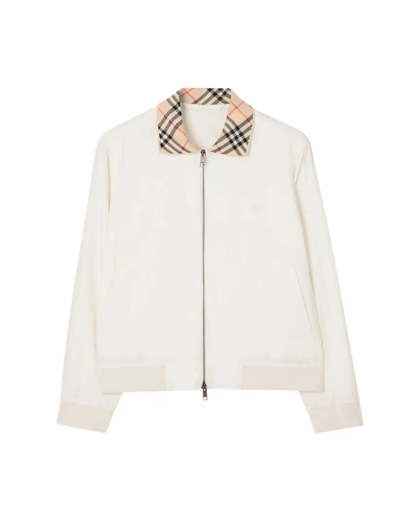 Burberry Men's Hayfield Cotton Check-Collar Bomber Jacket