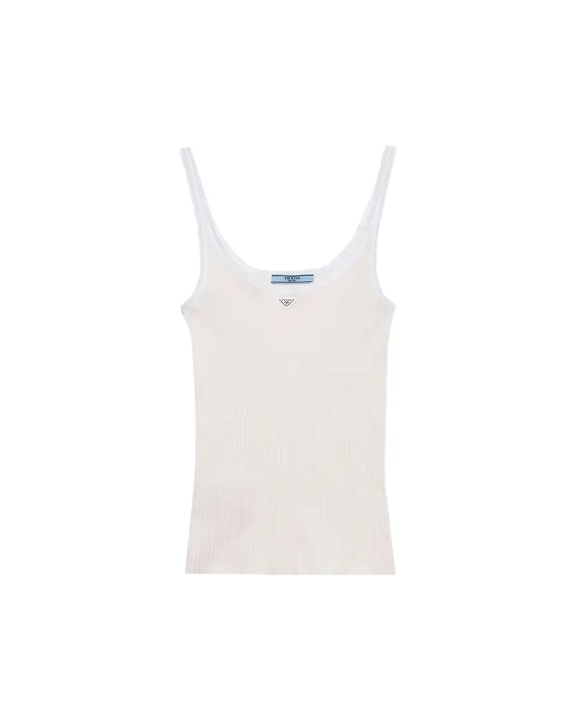 Prada Ribbed Cotton Tank Top
