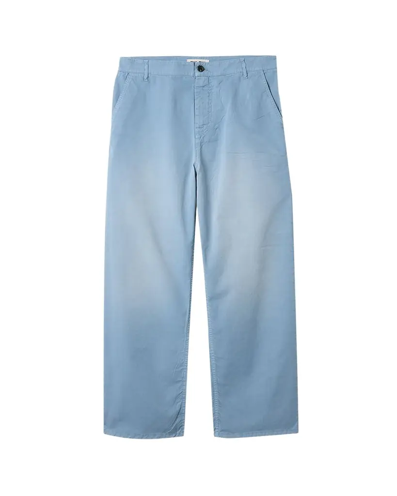 Miu Miu Mid-Rise Cotton Twill Relaxed-Leg Pants