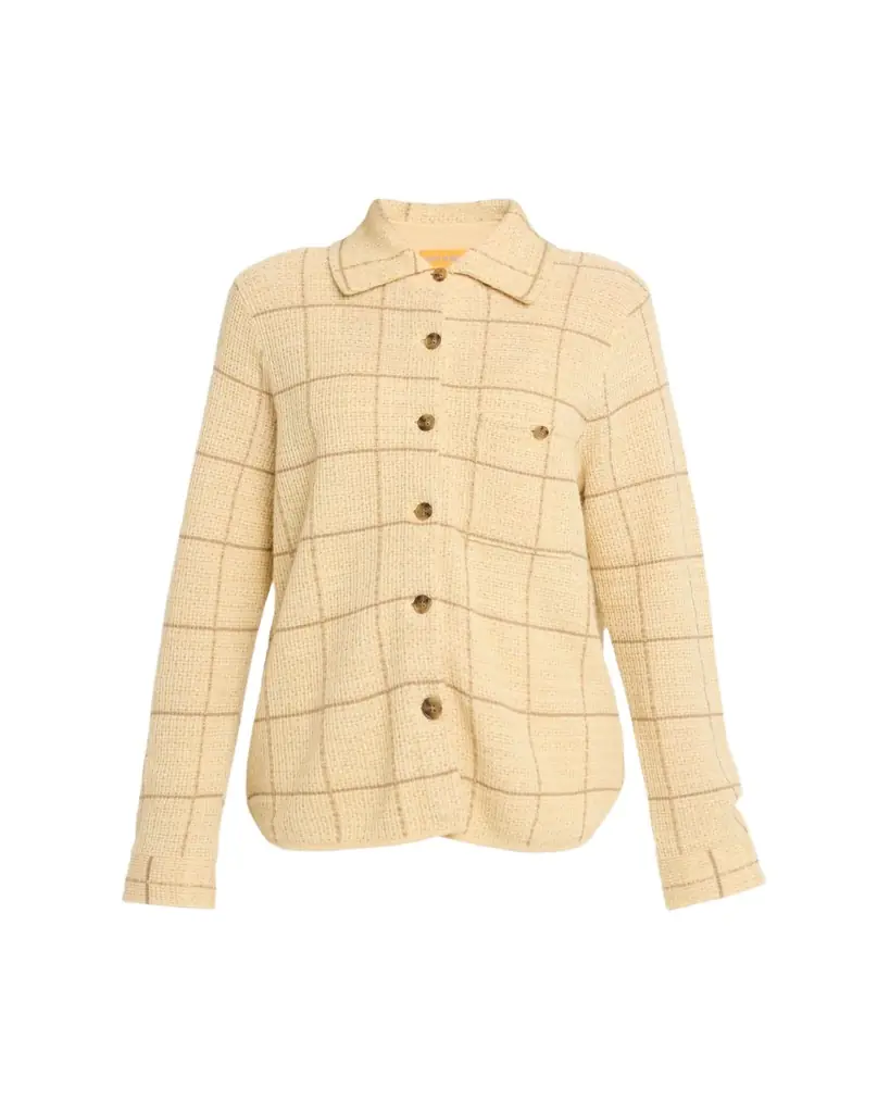 Guest in Residence Dylan Plaid Cashmere-Linen Shirt - Women's Clothing