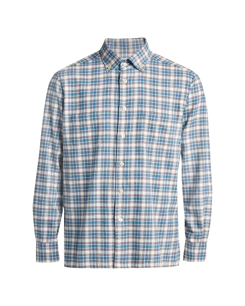 Kiton Men's Double-Pocket Cotton Plaid Button-Down Shirt