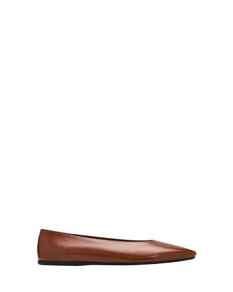 Prada Brushed Leather Ballerina Flats