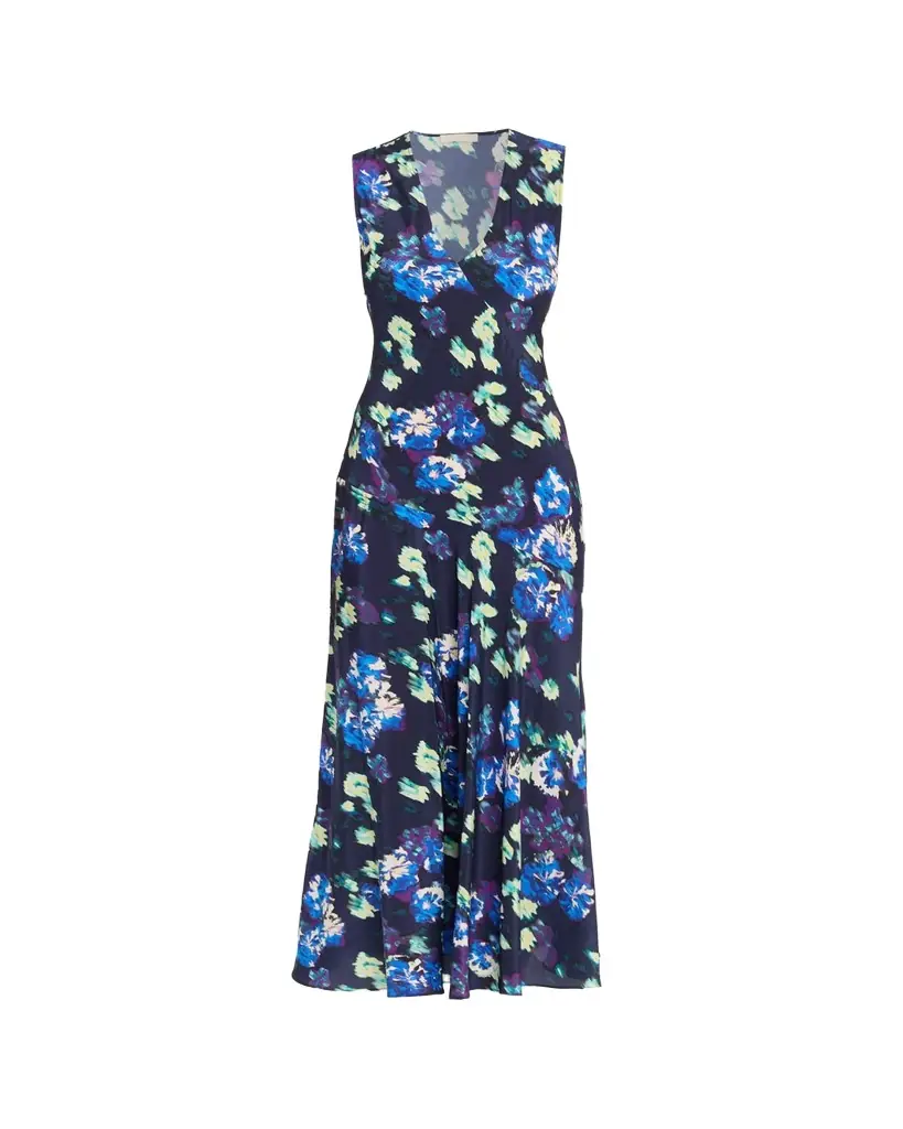 ulla johnson naia ruched floral-print stretch-jersey maxi dress Ulla Johnson Naia Printed Jersey Maxi Dress - Ocean Flora