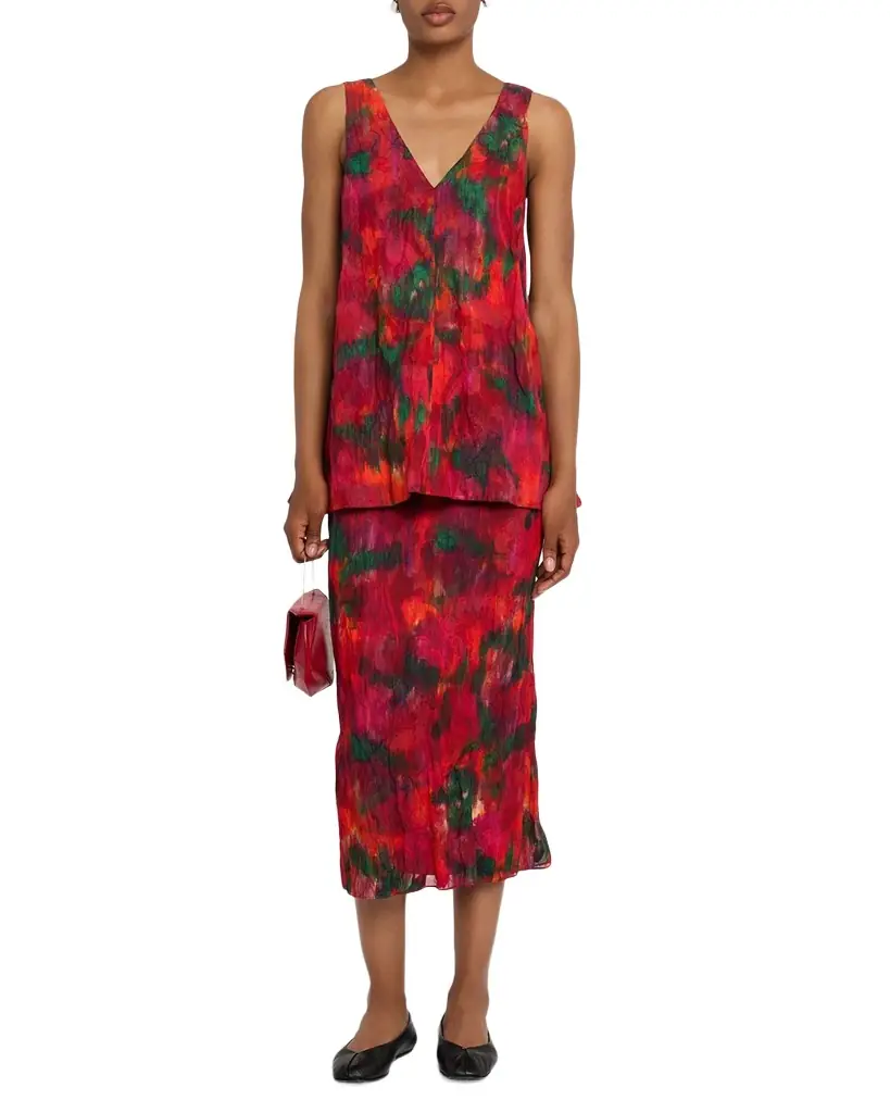 Lafayette 148 New York Sleeveless Abstract-Print Cotton Blouse