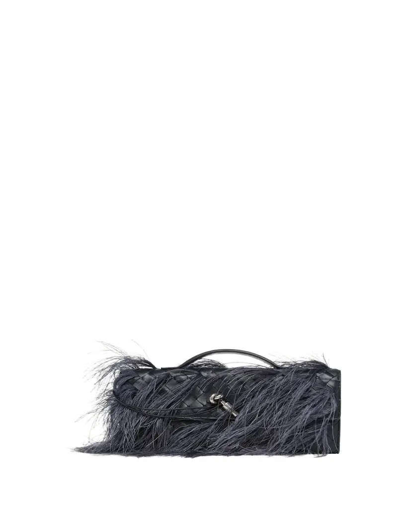 Bottega Veneta Andiamo Feather Leather Clutch Bag