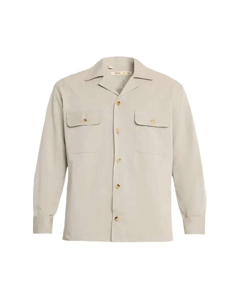 Baldassari Men's Cotton and Lyocell Two-Pocket Bowling Overshirt