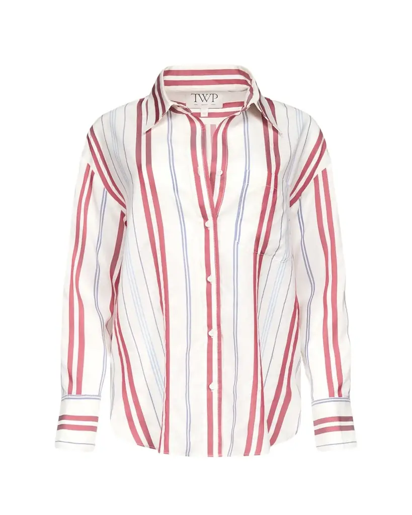 TWP Big Joe Striped Silk Button-Front Shirt