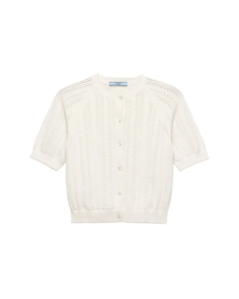 Prada Cotton Short-Sleeve Cardigan