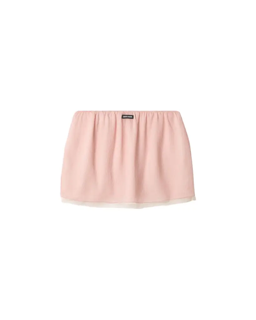 Miu Miu Layered Crinkle Silk Chiffon Mini Skirt