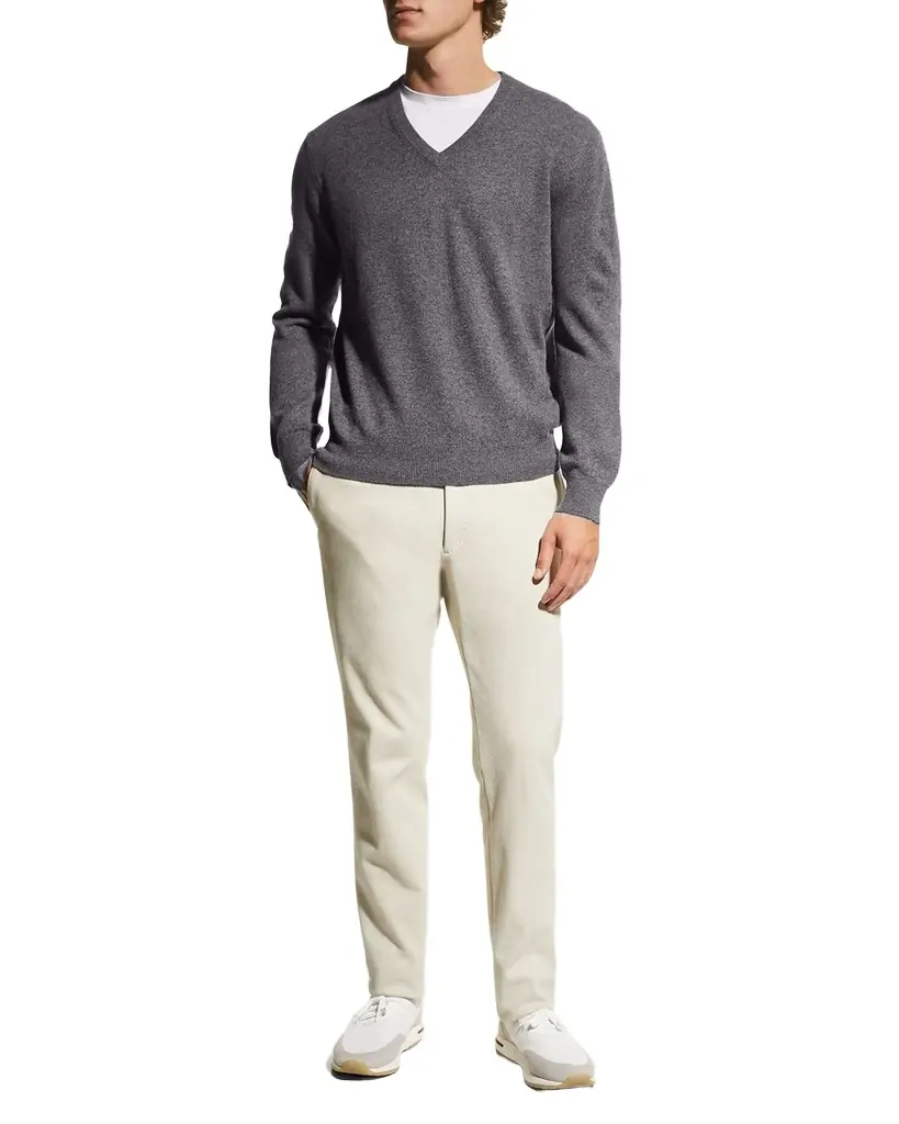 Neiman Marcus Men 's Wool-Cashmere Knit V-Neck Sweater