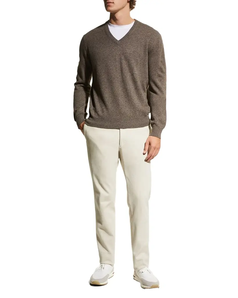 Neiman Marcus Men 's Wool-Cashmere Knit V-Neck Sweater