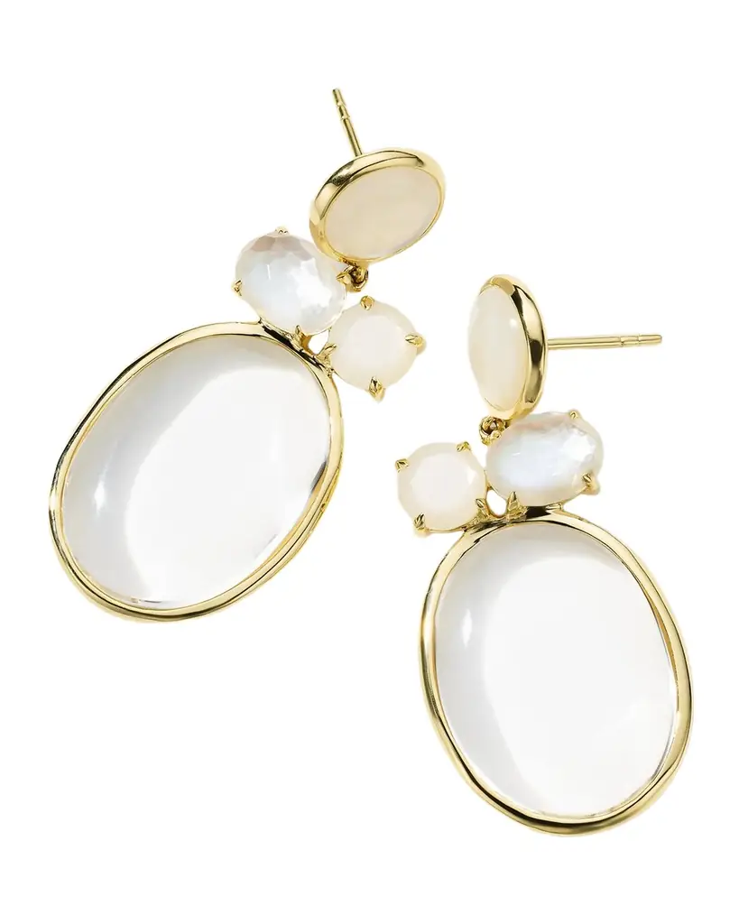 Ippolita Stone and Oval Snowman Earrings 18K Gold