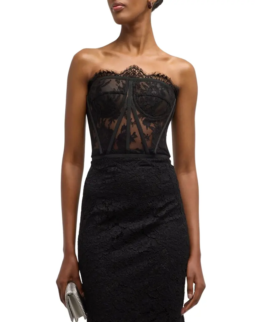 Dolce & Gabbana Scalloped Lace Strapless Corset Top