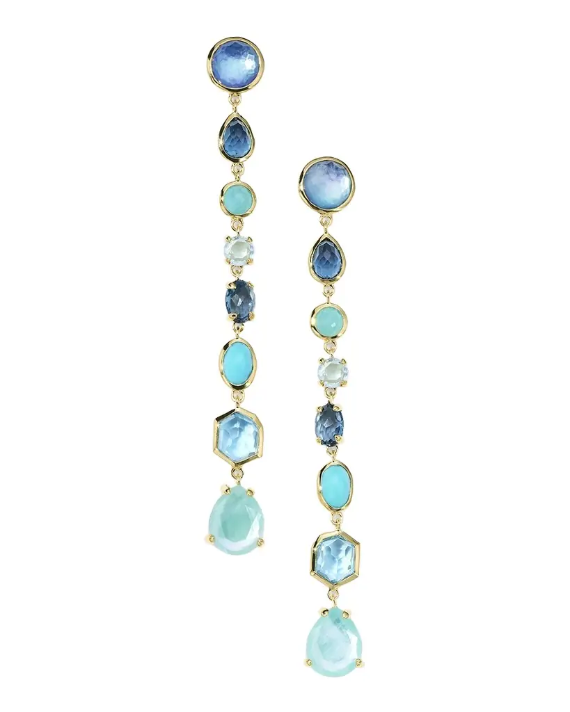 Ippolita 18K Rock Candy Small 8-Stone Linear Drop Earrings in Waterfall