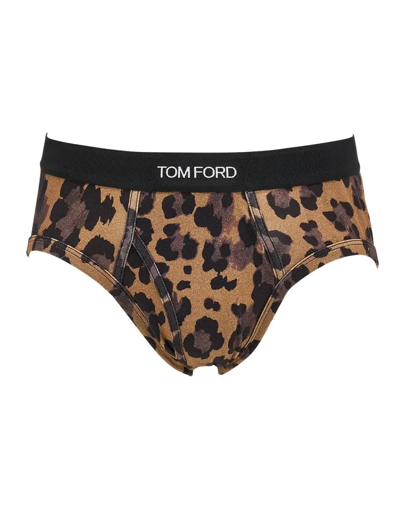 TOM FORD Men 's Leopard-Print Cotton Jersey Briefs