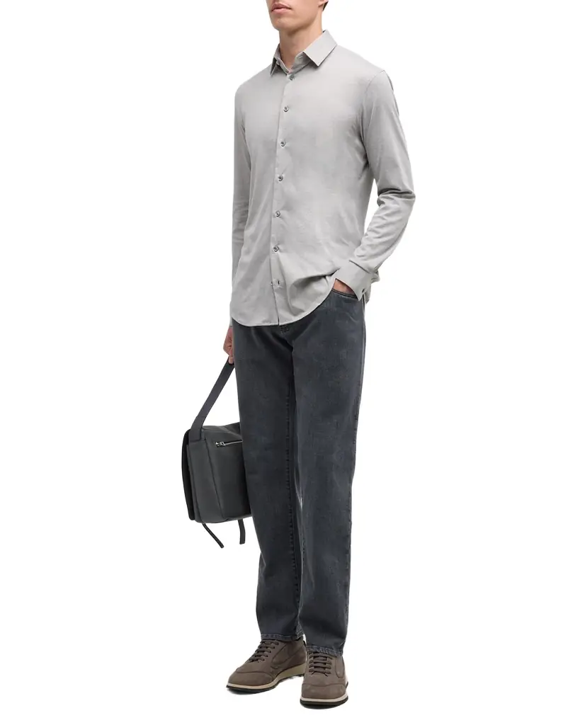 Giorgio Armani Men 's Solid Cotton Stretch Sport Shirt