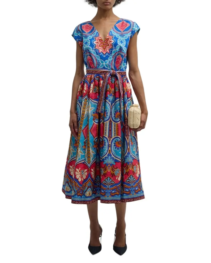 Elie Tahari The Adeline Floral-Print Cotton Midi Dress