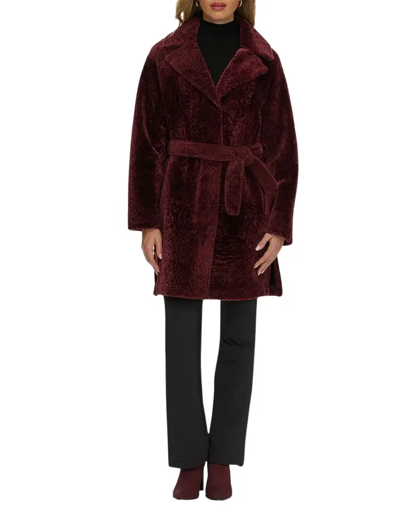 Gorski Reversible Lamb Shearling Belted Stroller Coat