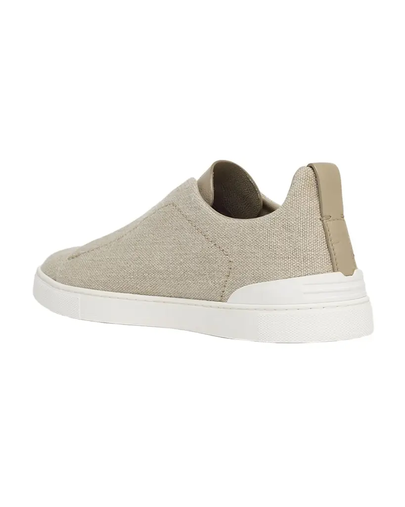 ZEGNA Men 's Triple Stitch Linen Slip-On Sneakers