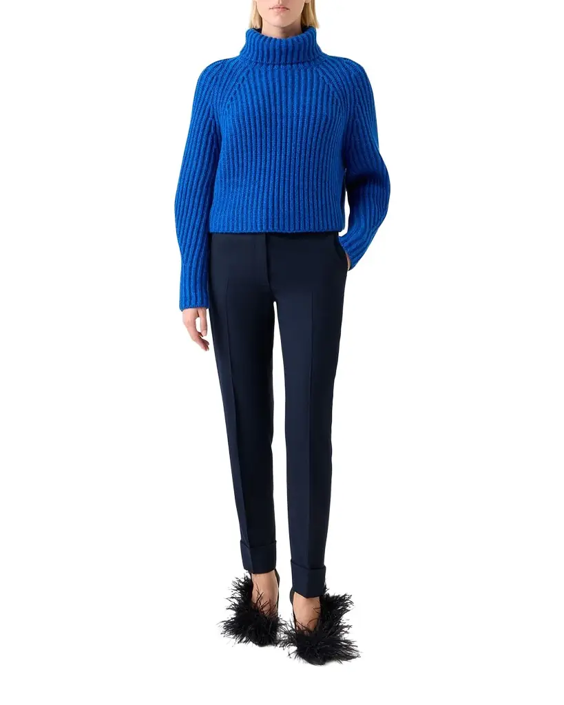 Akris Marilyn Wool Stretch Flannel Bootcut-Leg Ankle Pants