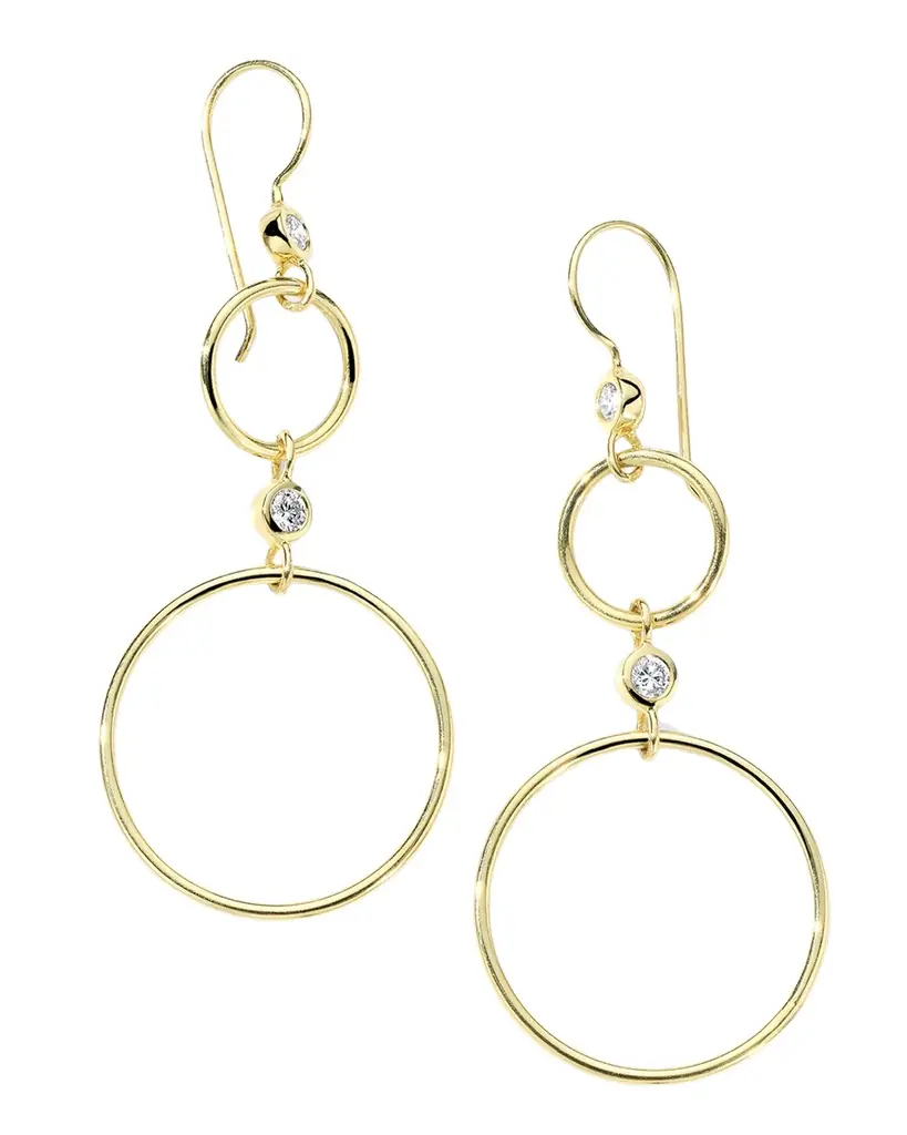 Ippolita 18K Stardust Round Links & Diamonds Jetset Earrings