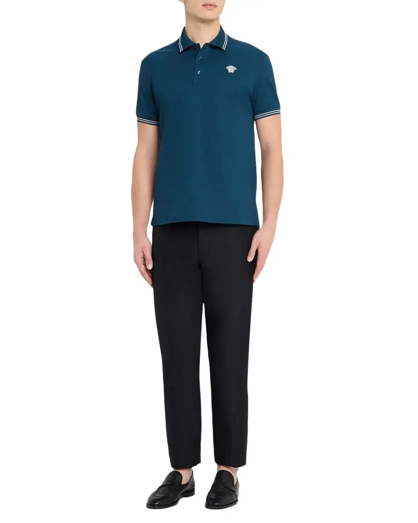 Versace Men 's Pop Medusa Tipped Polo Shirt
