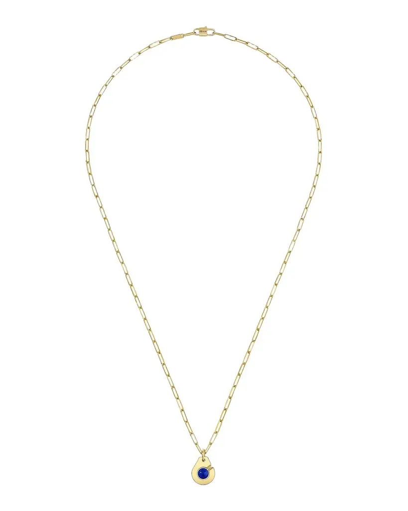 DINH VAN 18K Yellow Gold Menottes Pendant Necklace with Lapis