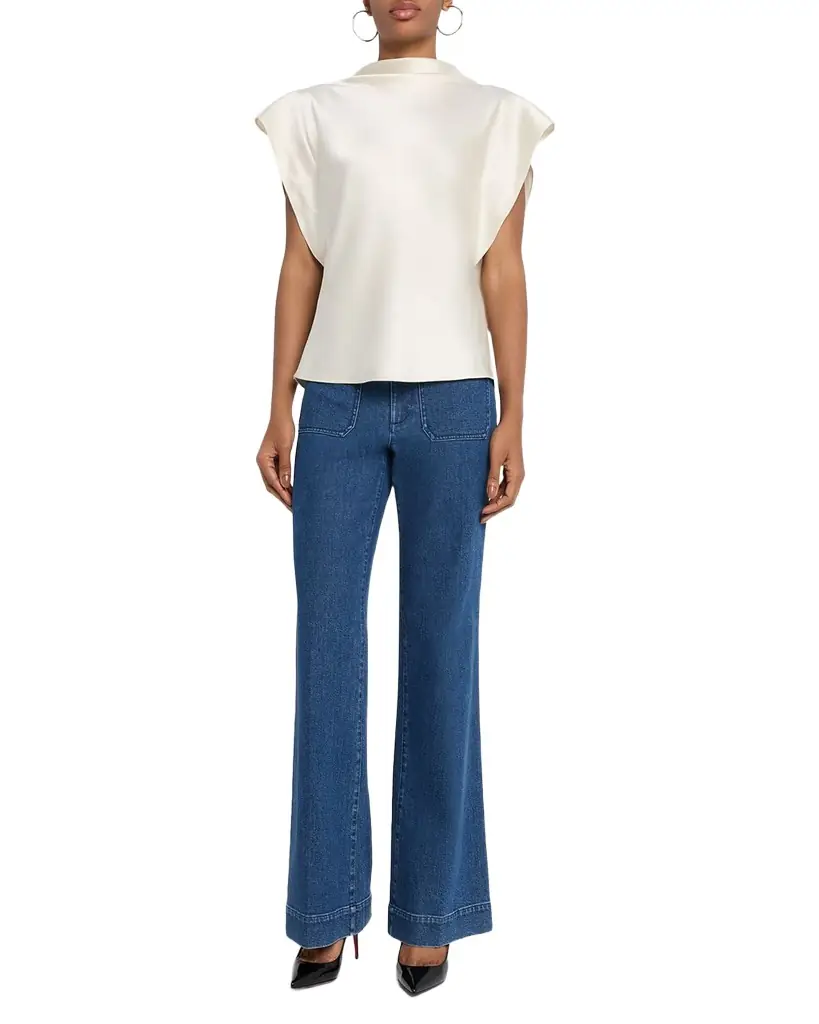 Tanya Taylor Adrien Draped Satin Top