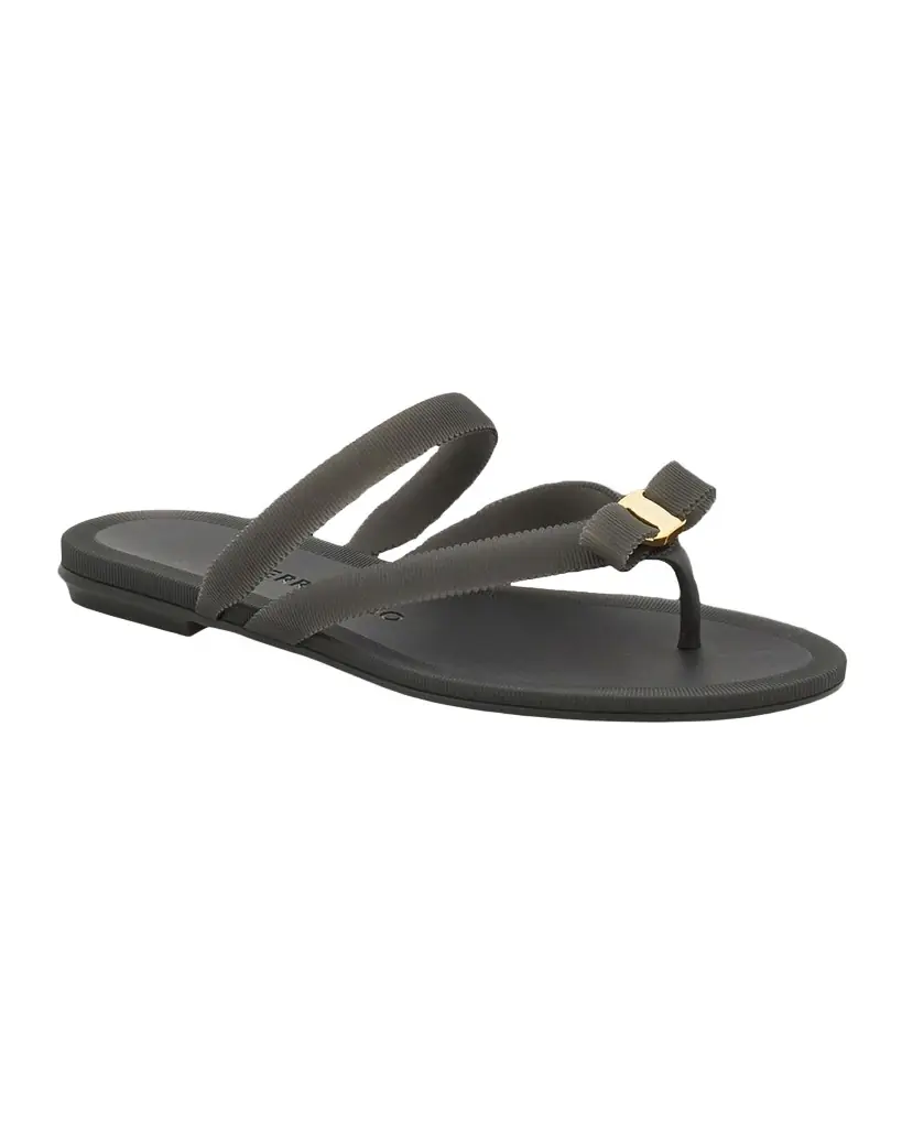 Ferragamo Jealsa Rubber Flat Thong Sandals