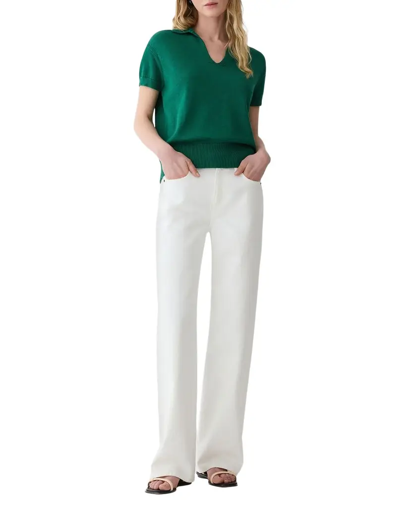 Lafayette 148 New York Cotton-Silk Polo Sweater