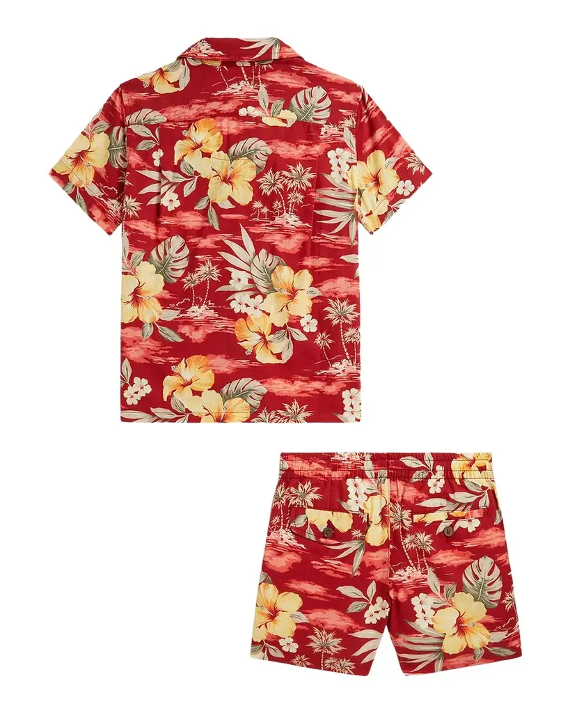 Polo Ralph Lauren Boy 's Tropical Floral-Print Camp Shirt & Shorts Set, Size 2-7