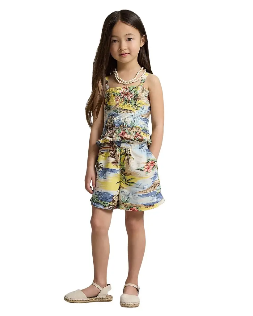 Polo Ralph Lauren Little Girl 's & Girl 's Tropical-Print Smocked Boxy Top & Short