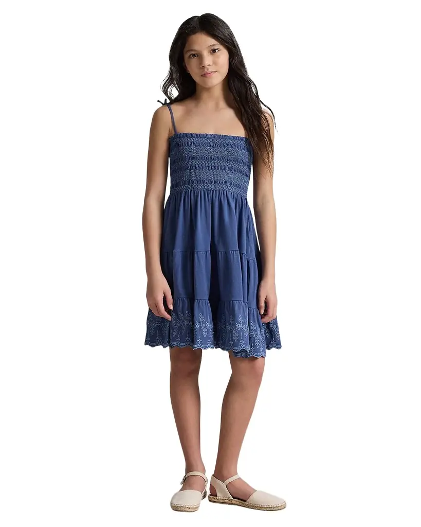 Polo Ralph Lauren Little Girl 's & Girl 's Smocked Eyelet Cotton Jersey Dress