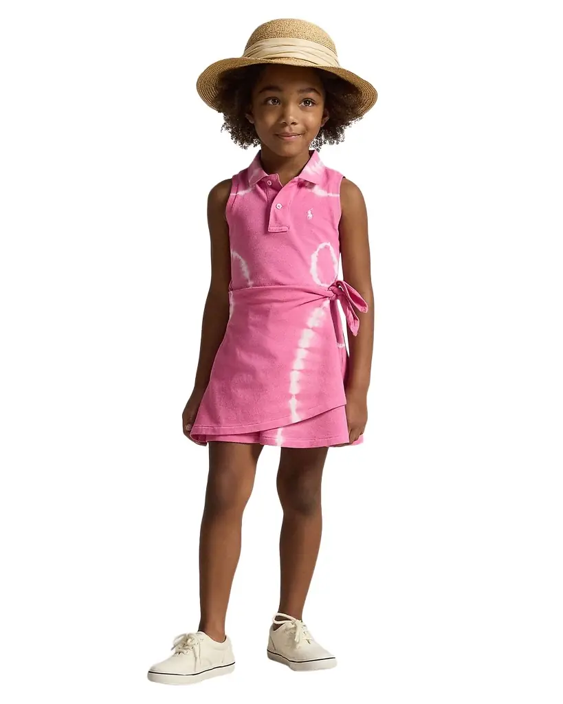 Polo Ralph Lauren Little Girl 's & Girl 's Tie-Dye Faux-Wrap Mesh Polo Dress