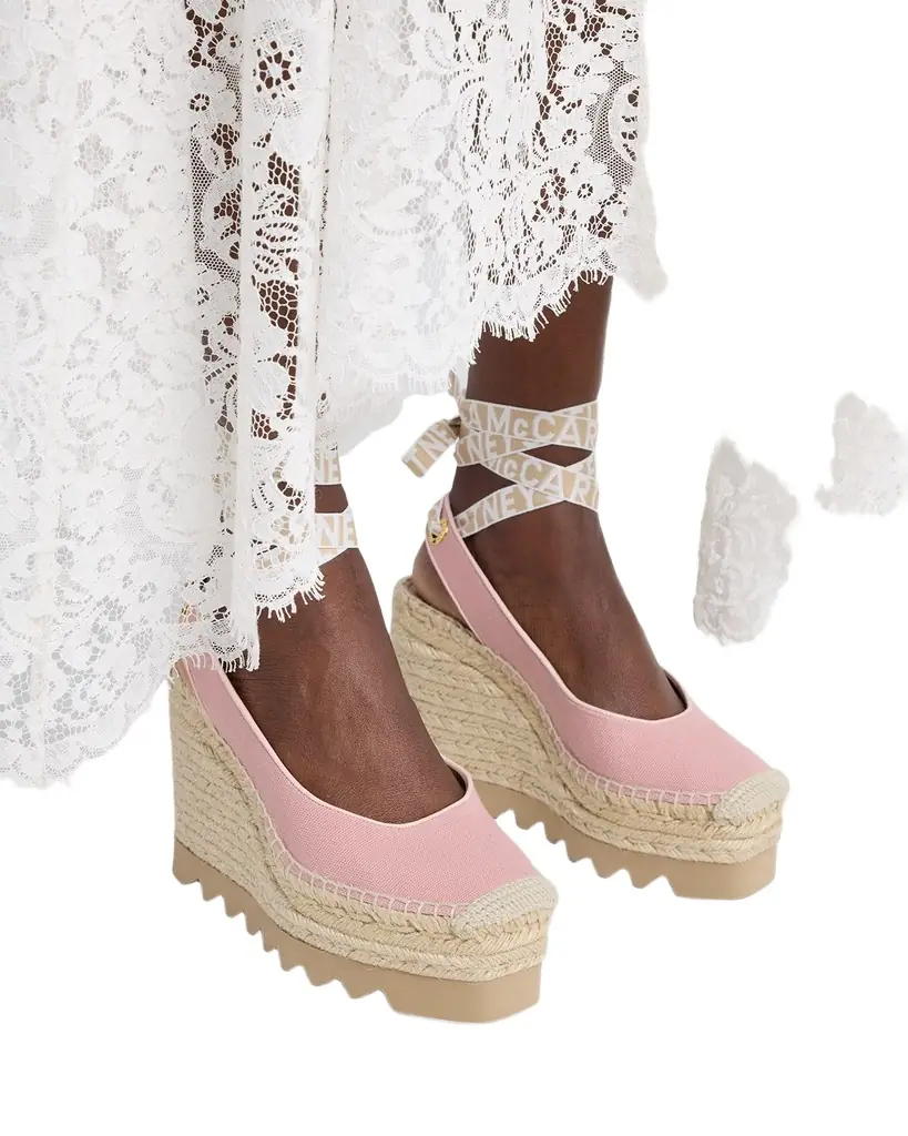 Stella McCartney 110mm Gaia Slingback Canvas Wedge Espadrilles
