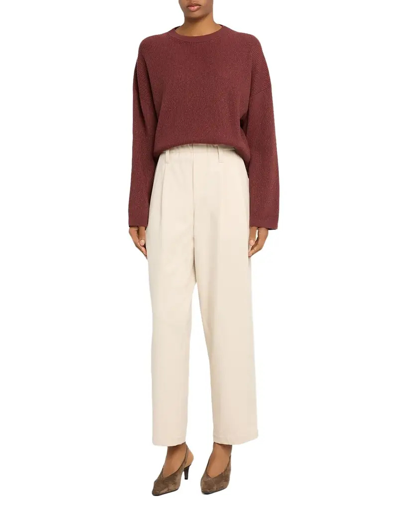 Brunello Cucinelli Shimmering Cashmere Rib Crewneck Sweater