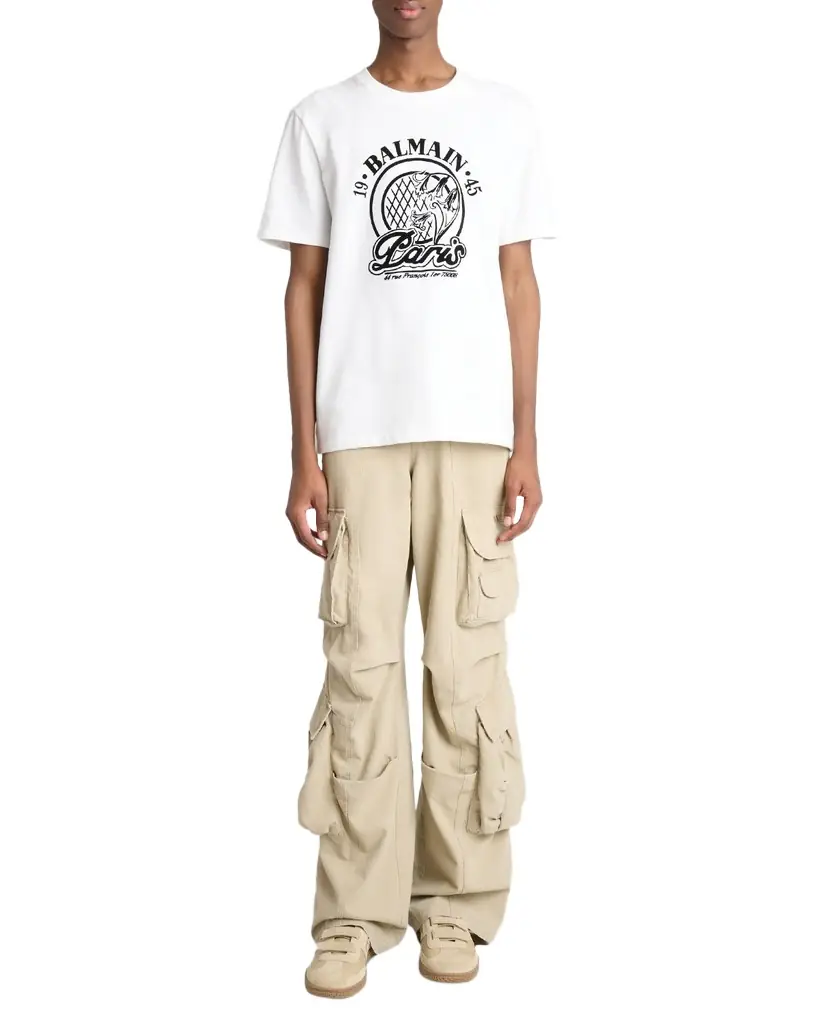 Balmain Men 's Washed Cotton Loose-Fit Cargo Pants
