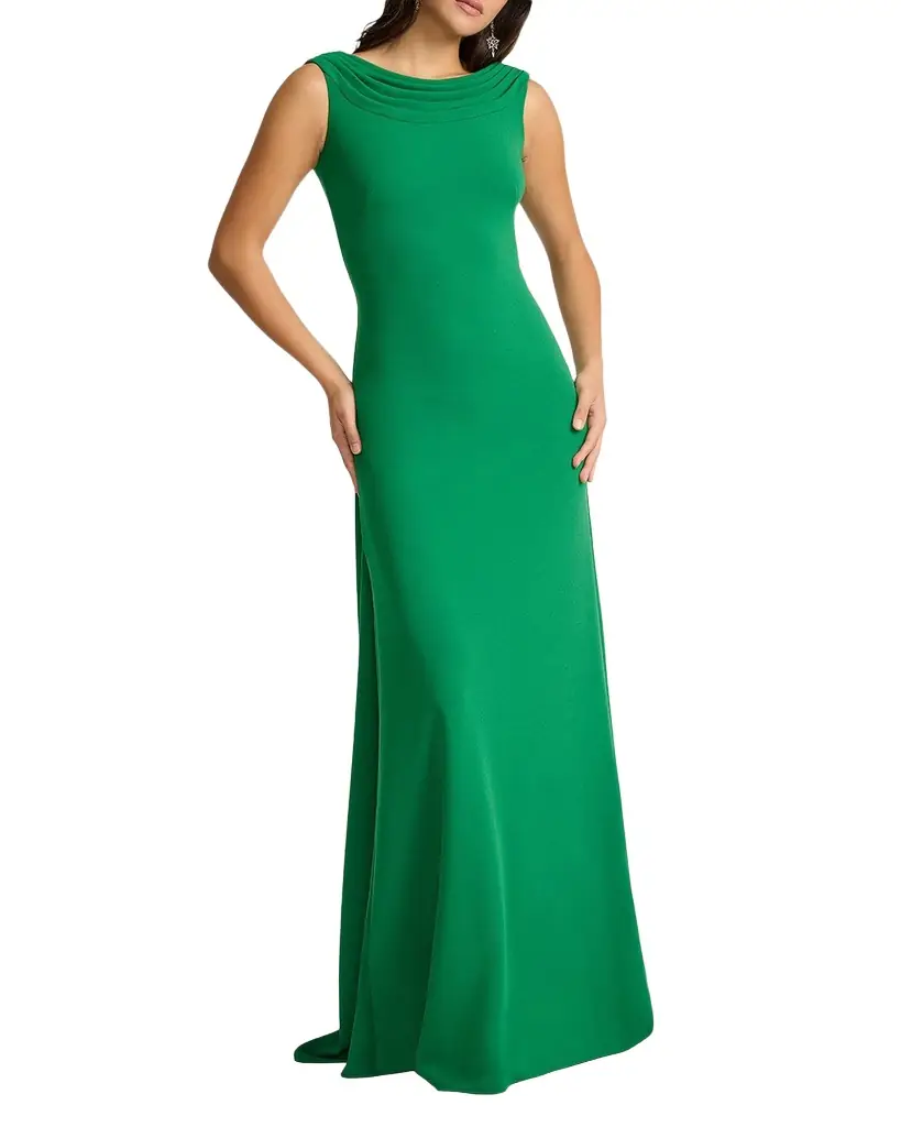 Tadashi Shoji Draped Two-Tone Crepe Gown